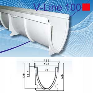 Canalina scarico drenaggio acque V-LINE 100